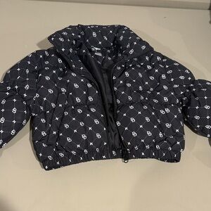 H&M Black and White Patterned Puffer Jacket